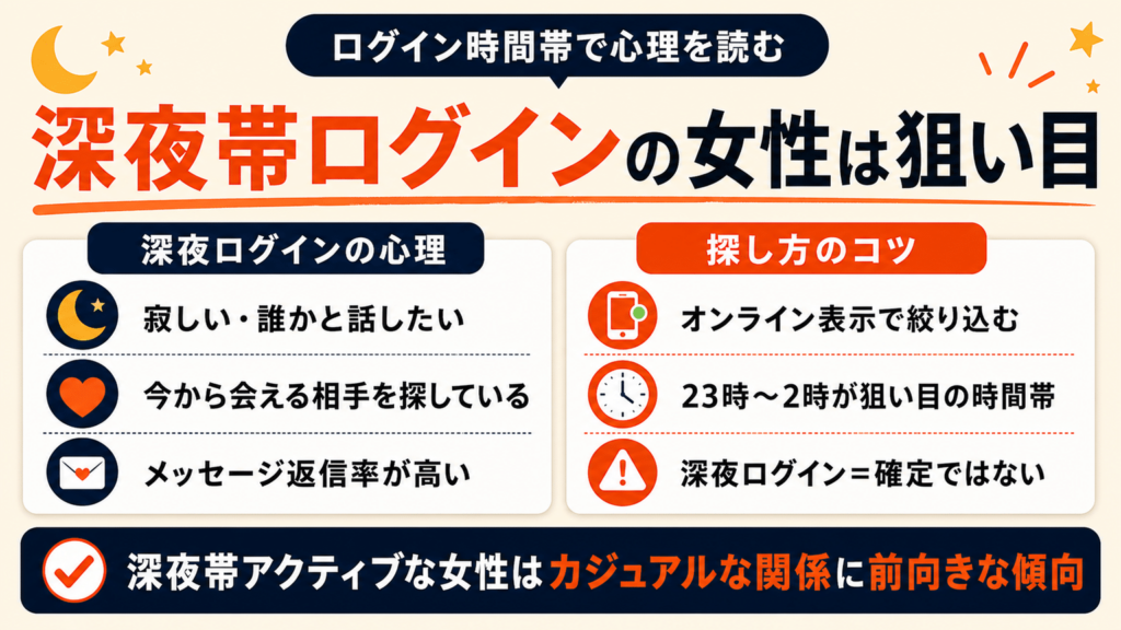 深夜帯にログインしていることが多い