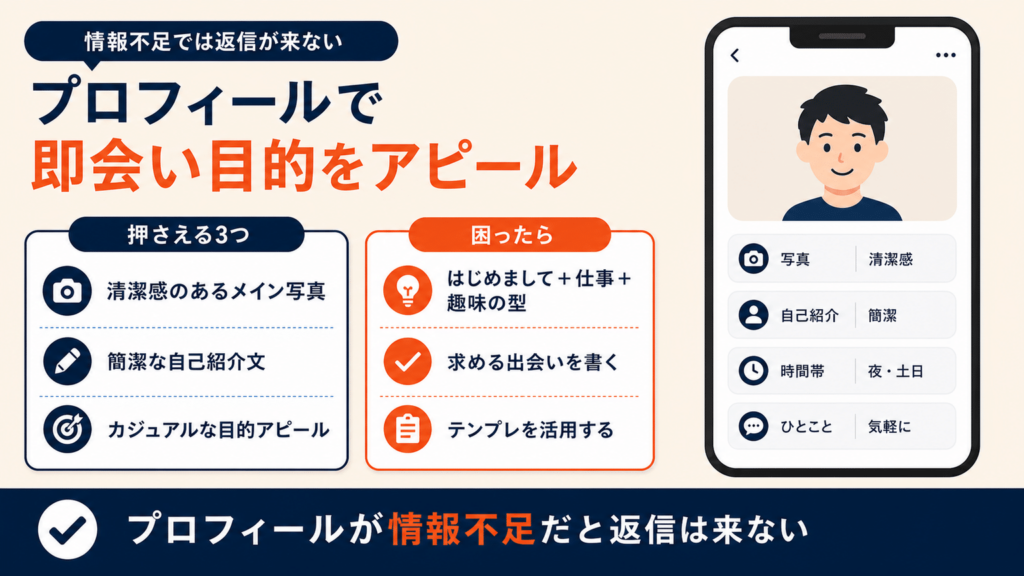 プロフィールで即会い目的をアピールする