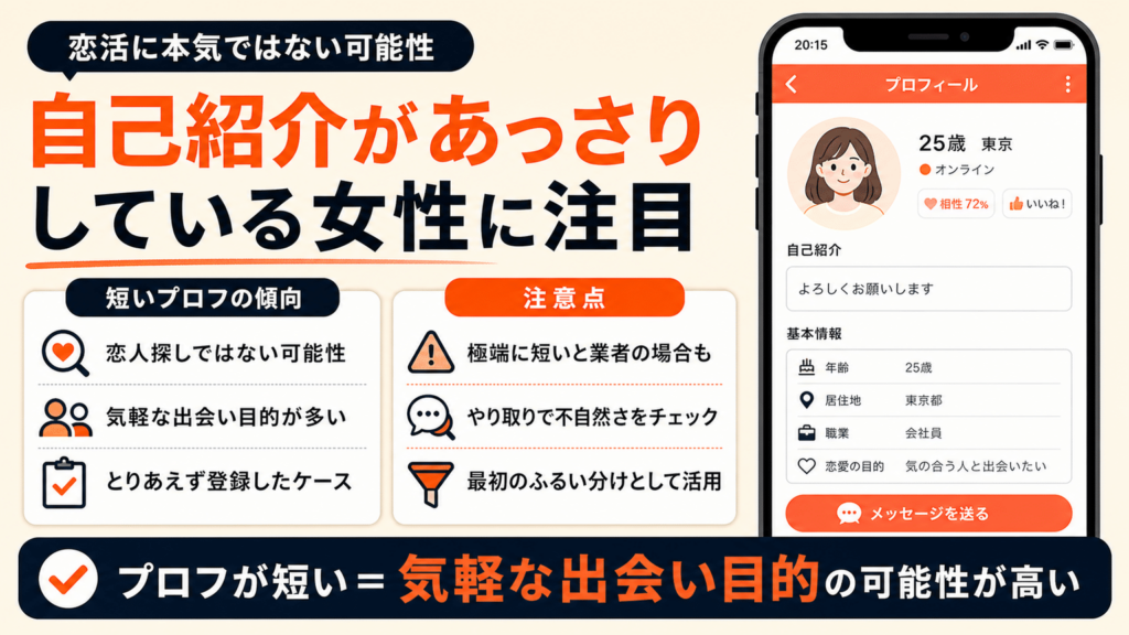 プロフィール文が短い・自己紹介があっさりしている