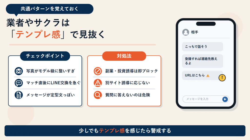 業者やサクラはテンプレ感で見抜ける